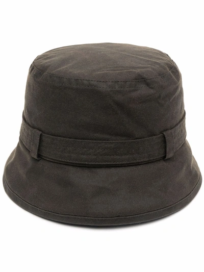 Barbour Buckle-detail Waxed Bucket Hat In Grün