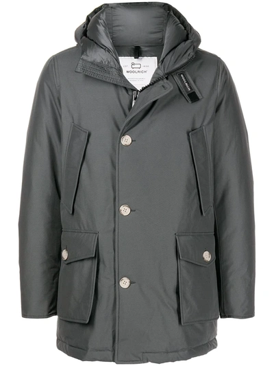 Woolrich Artic Padded Down Parka Coat In Grey