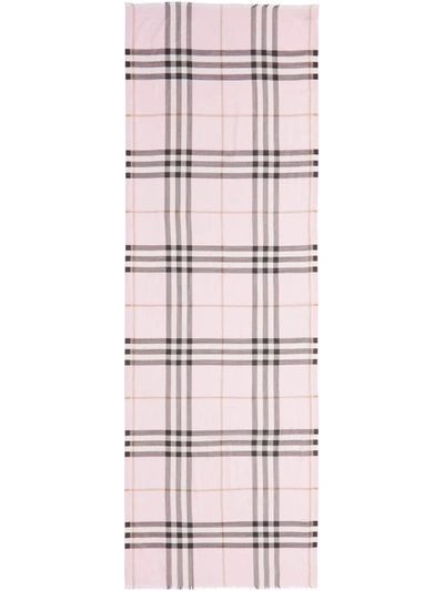 Burberry Giant Check Wool Scarf In Pink