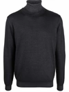 Dondup Roll-neck Merino Wool Jumper In Schwarz