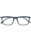 Emporio Armani Matte-effect Rectangle-frame Glasses In Blau