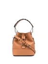 Lancel Drawstring Leather Bag In Braun