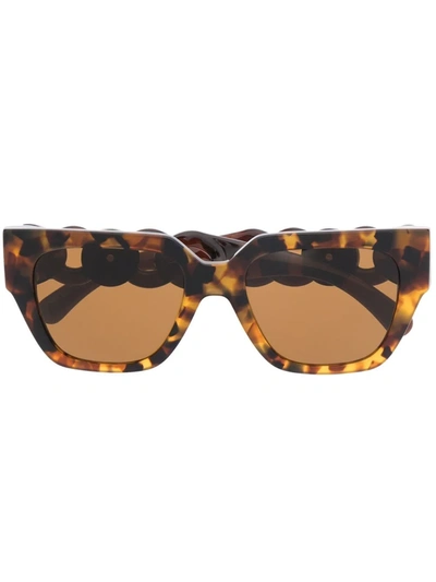 Versace Tortoiseshell Oversize-frame Sunglasses In Braun