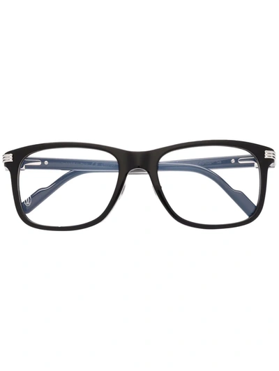 Cartier Polished-effect Square-frame Glasses In Schwarz