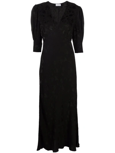 Rixo London Jacquard V-neck Midi Dress In Schwarz