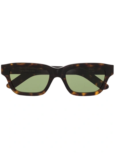 Retrosuperfuture Tortoiseshell-effect Rectangle-frame Sunglasses In Braun