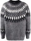 Junya Watanabe Geometric-print Knitted Jumper In Grau