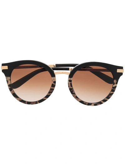 Dolce & Gabbana Tortoiseshell Round-frame Sunglasses In Schwarz