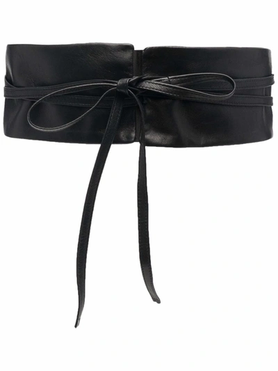 Furling By Giani Wide Self-tie Leather Belt In Schwarz
