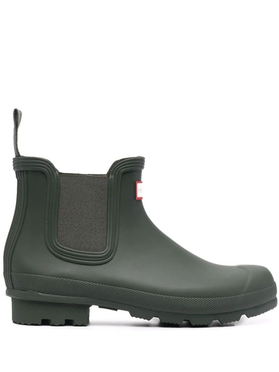 Hunter Logo-patch Chelsea Boots In Grey