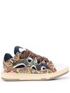 Lanvin Curb Snakeskin-effect Sneakers   In Orange