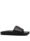 HERON PRESTON LOGO-DEBOSSED OPEN-TOE SLIDES