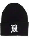 R13 Embroidered Ribbed-knit Beanie In Schwarz