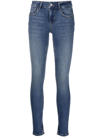 Liu •jo Embellished-trim Slim-fit Jeans In Blue