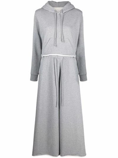 Mm6 Maison Margiela Grey Hooded Unbrushed Long Dress In 858m Grey Melange
