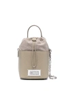 Maison Margiela Beige Leather Crosbody Bucket Bag In Nude