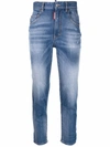 Dsquared2 Five-pocket Skinny Jeans With Distressed Finish In Blau