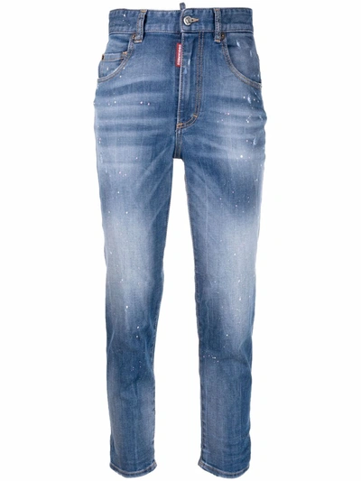 Dsquared2 Blue High-rise Cropped Jeans