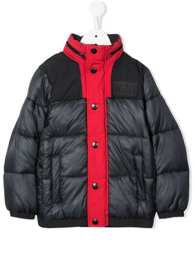 Diesel Teen Jitar Padded Puffer Jacket In Black