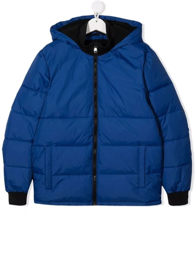 Diesel Teen Jood Logo-print Hooded Puffer Jacket In Blue