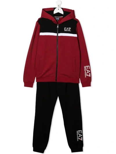 Emporio Armani Teen Logo Print Tracksuit In Red