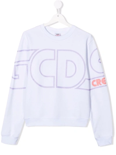 Gcds Teen Logo-print Cotton Sweatshirt In White
