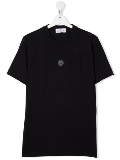 Stone Island Junior Teen Logo-print Cotton T-shirt In Black