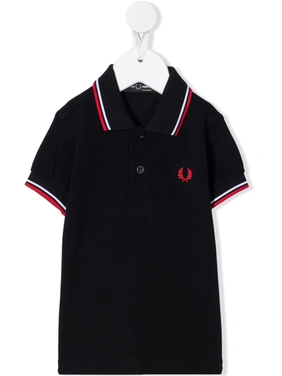 Fred Perry Babies' Stripe-trim Polo Shirt In Blue