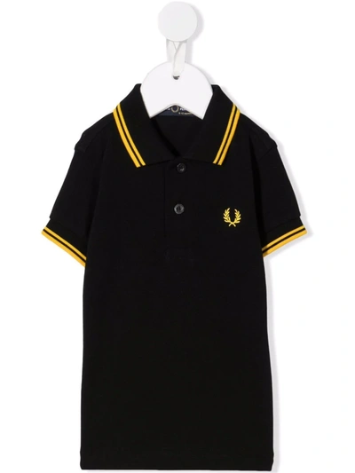 Fred Perry Babies' Stripe-trim Polo Shirt In Black