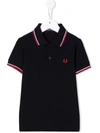 Fred Perry Stripe-trim Polo Shirt In Blue