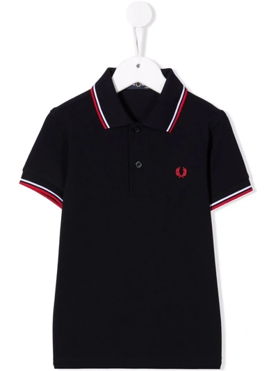 Fred Perry Kids' Stripe-trim Polo Shirt In Blue