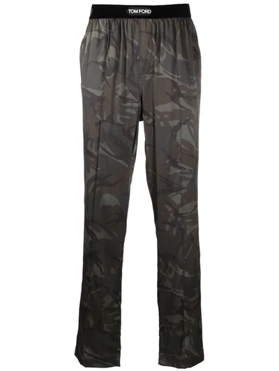 Tom Ford Camouflage-print Track Pants In Green
