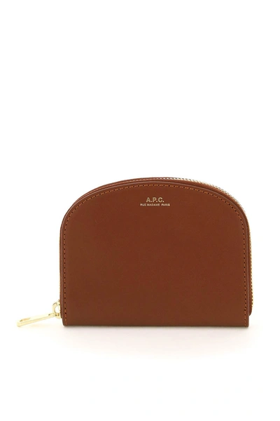 Apc Demi-lune Compact Wallet In Brown