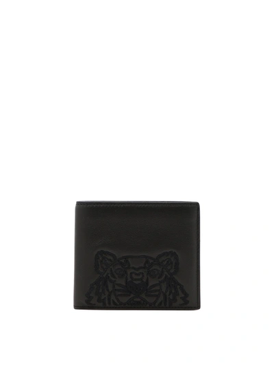Kenzo Tiger Black Wallet Featuring Embroidery