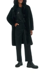Noize Faux Fur Longline Coat In Black