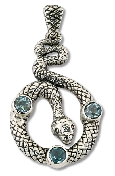 Samuel B. Sterling Silver Blue Topaz Snake Pendant