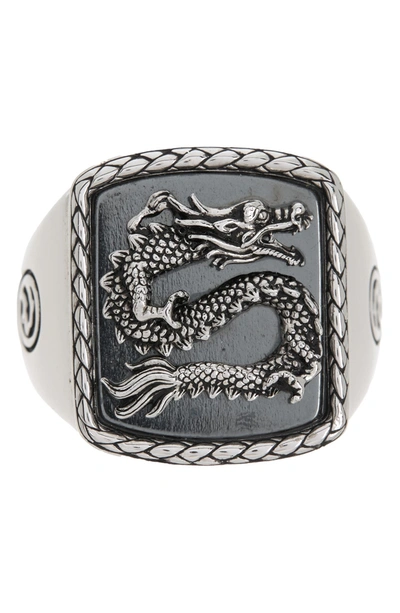 Effy Sterling Silver Hematite Dragon Signet Ring In Grey