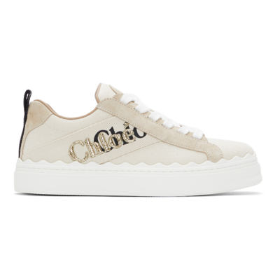 Chloé Neutral Lauren Logo Sneakers In Beige