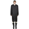 RICK OWENS BLACK HOODED NYLON COAT