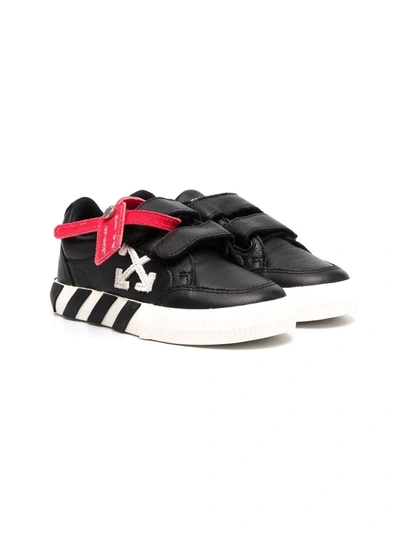 Off-white Girl's Arrow Leather Grip-strap Low-top Sneakers, Toddler/kids In Black