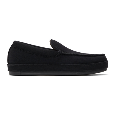 Ermenegildo Zegna Black Wool Slippers In Ner Black