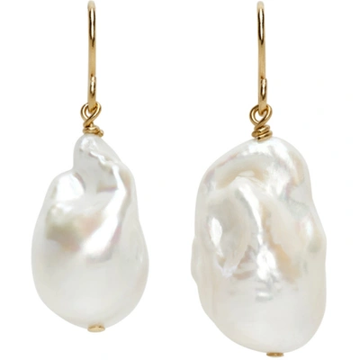 Jil Sander Gold Revive Pearl Earrings In White