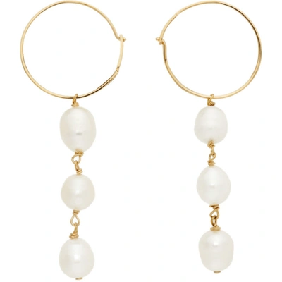 Jil Sander Gold Revive Pearl Hoop Earrings