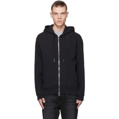Theory Black Waffle Knit Hoodie In Black