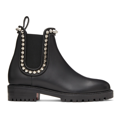 Christian Louboutin Capahutta Spiked Leather Chelsea Boots In Black/silver