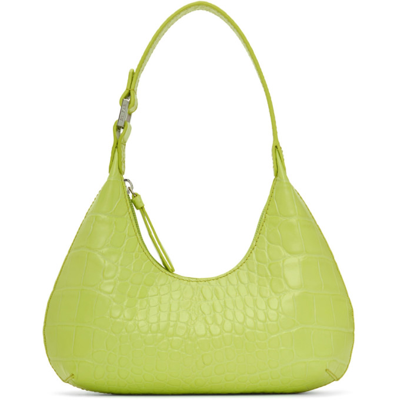 By Far Green Circular Croc Baby Amber Bag In Mtc Matcha