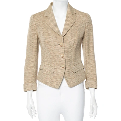 Pre-owned Ralph Lauren Cream Linen & Wool Textured Blazer S