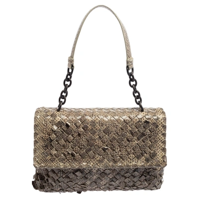 Pre-owned Bottega Veneta Beige Snakeskin Olimpia Shoulder Bag