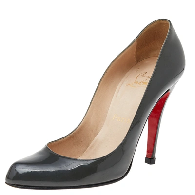 Pre-owned Christian Louboutin Dark Grey Patent Leather Pumps Size 38.5