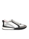 Dsquared2 White And Dark Grey Legend Sneakers With Pink Detail In White